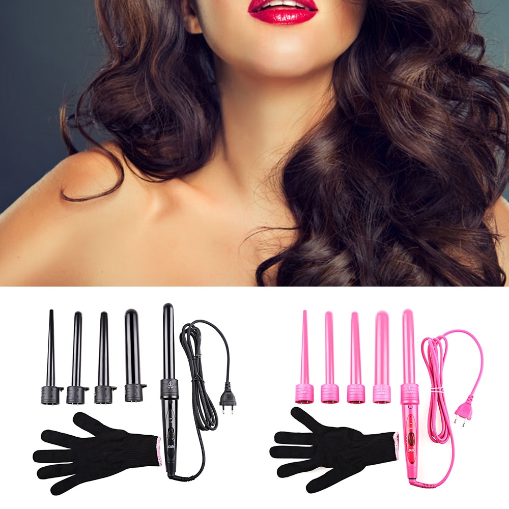 DODO Pro 5 Deel Verwisselbare Haar Krultang Machine Keramische Haar Krultang Multi-size Roller Hittebestendige Handschoen Styling set