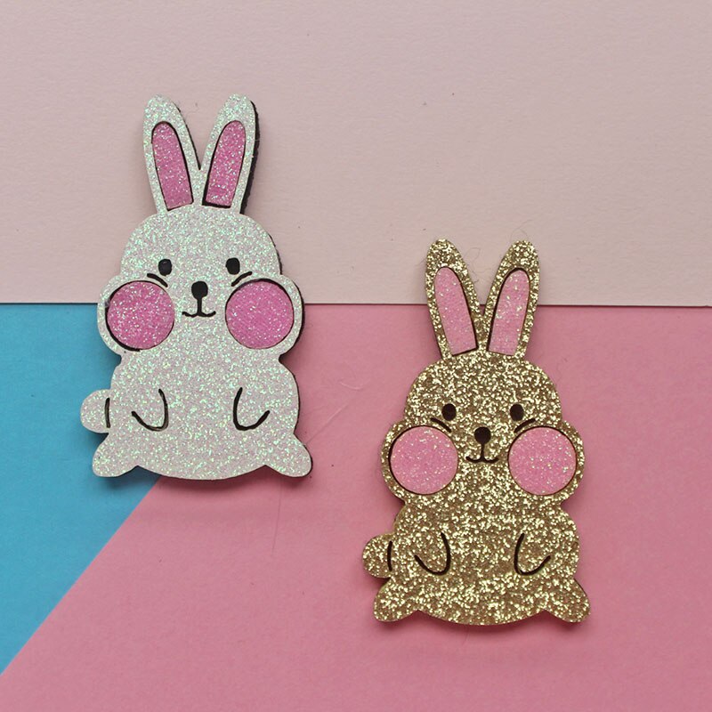 Pinzas para el pelo de animales de Pascua para niña y bebé, accesorios para el pelo de conejo con purpurina, 10 piezas