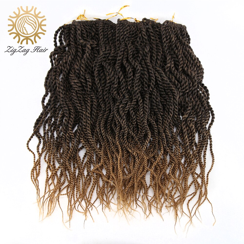 Ziguezague ondulado senegalês torção crochê tranças de cabelo 6 pacotes pré-loop torção tranças de crochê para women18inch preto torção trançado peruca