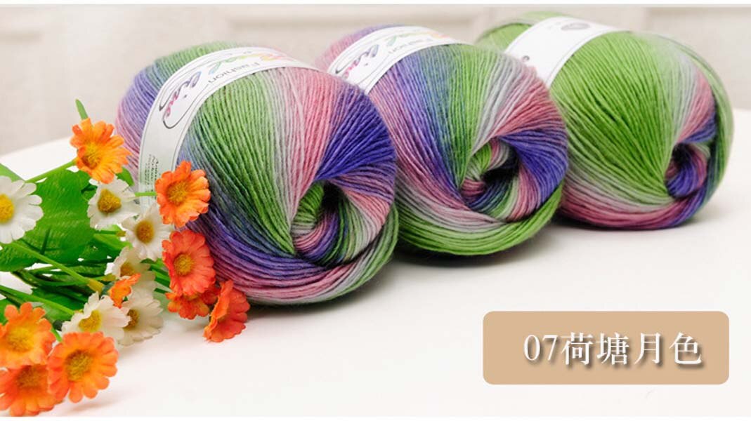 Regnbue 100g bolde garn baby strikning super blød uld tråd chunky strikket håndværk bulky hånd sweater hæklet: 7