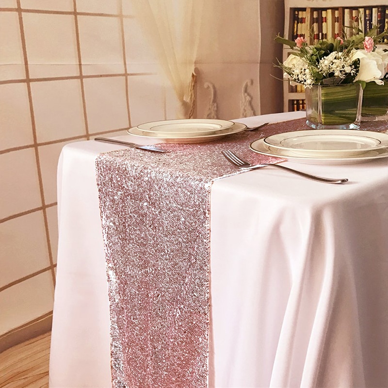 30 x 180cm farverige pailletter bordløber til fest borddug bryllupper dekoration bordløbere