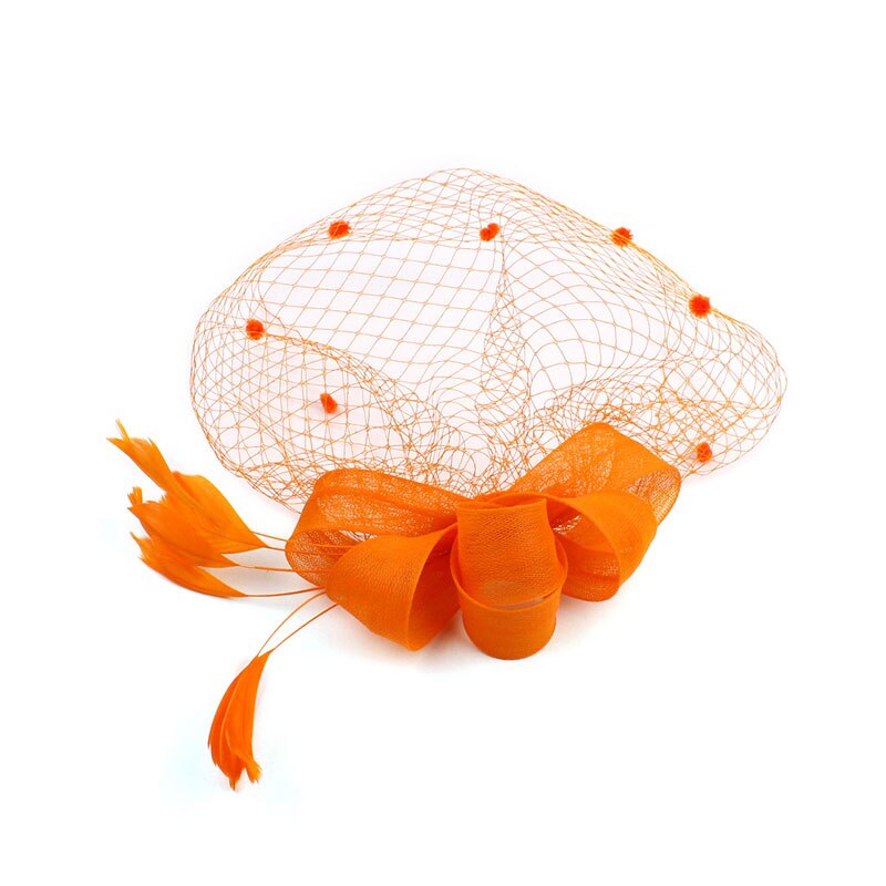 Braut Schleier Hut Fascinator Clip Feder Damen Tag Rennen Hochzeit Party Braut Mesh Tiara Braut Haar Zubehör Haar Schmuck: Orange