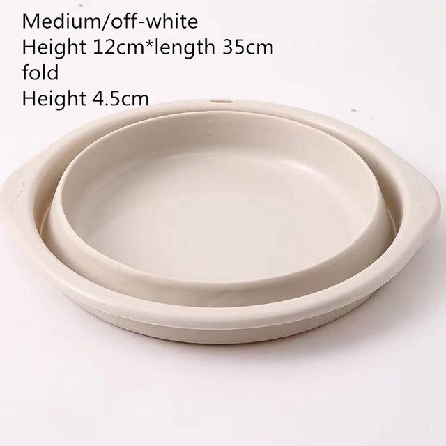 Travel portable folding basin household multi-purpose washbasin can be hung kitchen sink folding washbasin: off white Moderate