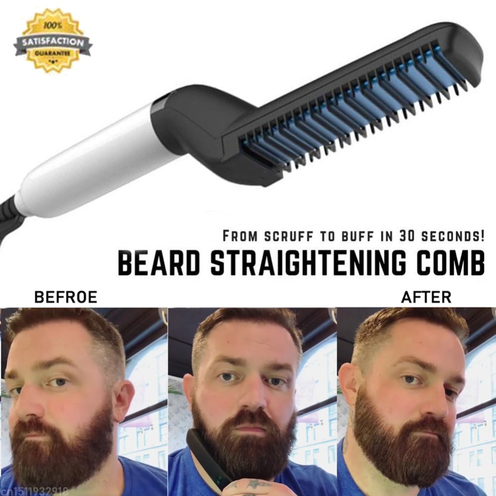 Quick Beard Straightener Comb Multifunctional Hair Curler Straightening Permed Clip Comb Styler Electric Hair Tool for Men