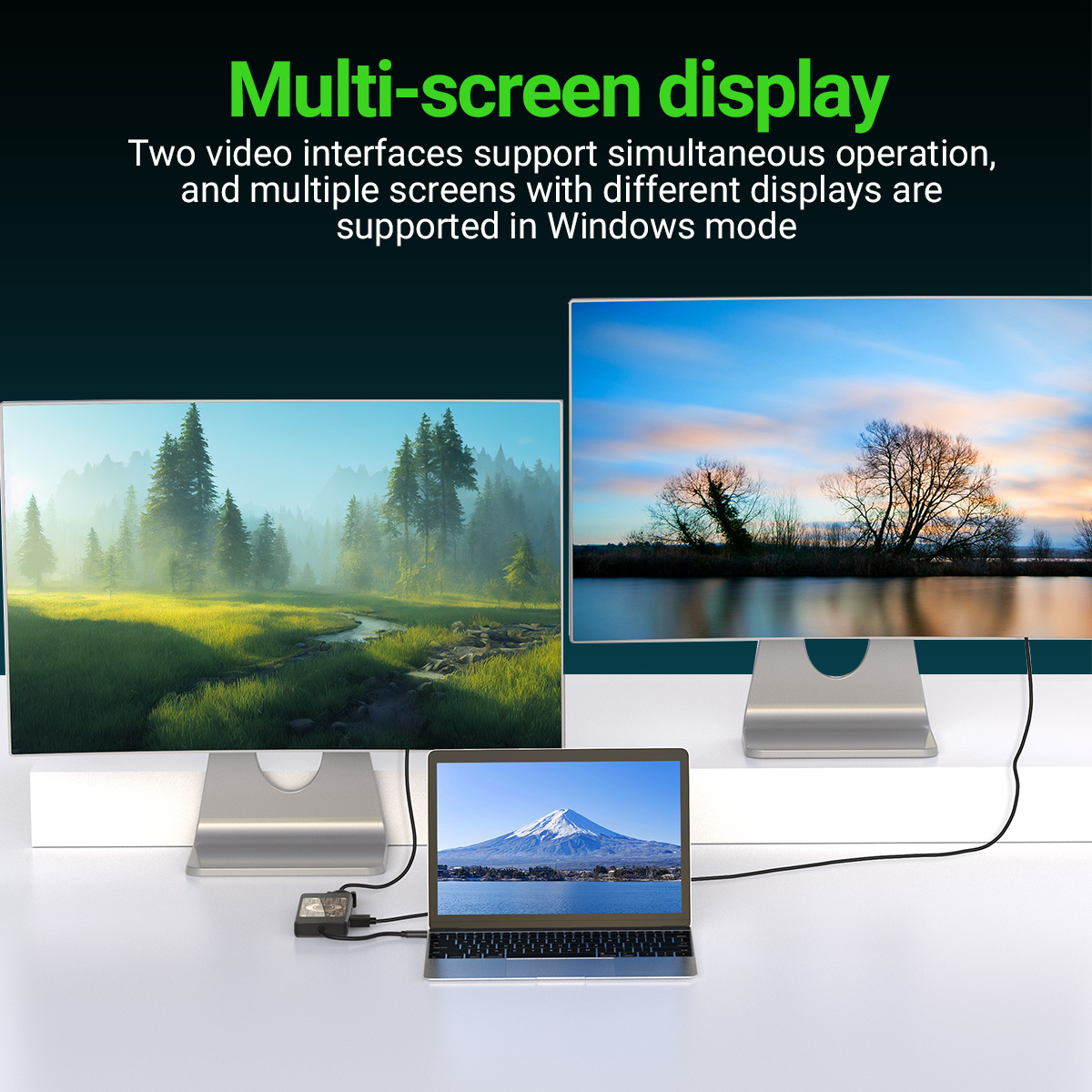 Base de carga inalámbrica multifuncional, estación de acoplamiento con cargador inalámbrico tipo C, Hub USB para expansión de teléfono/Pad/portátil, 9 en 1