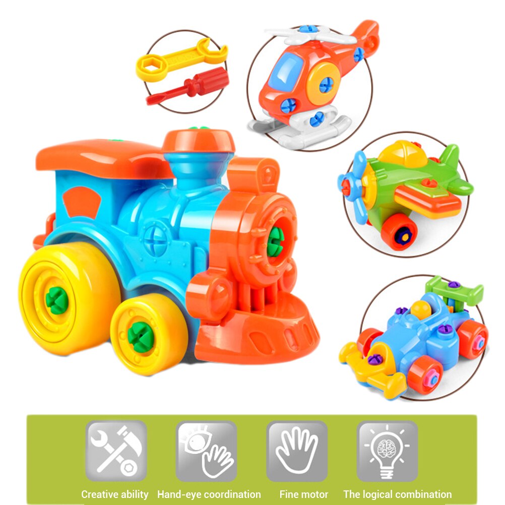 Søde tegneserie børn demontering samling skruer blokke legetøj samle konstruktion flyvemaskiner tog mode legetøj til børn
