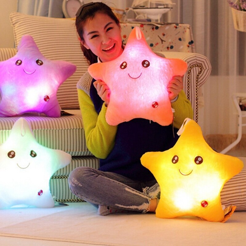 1pcs Star Glow LED Cushion Luminous Light Pillow Cushion Soft Relax Smile Blue Travel Pillow