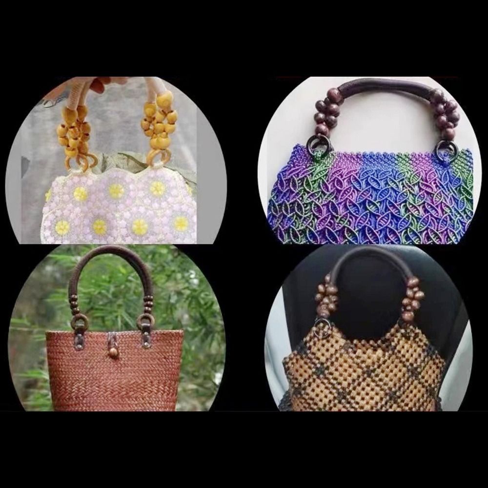 Wooden Handbag Handle Retro Woven Wooden Bead String Handbag Handle DIY Bag Strap Shoulder Belt Purse Handle