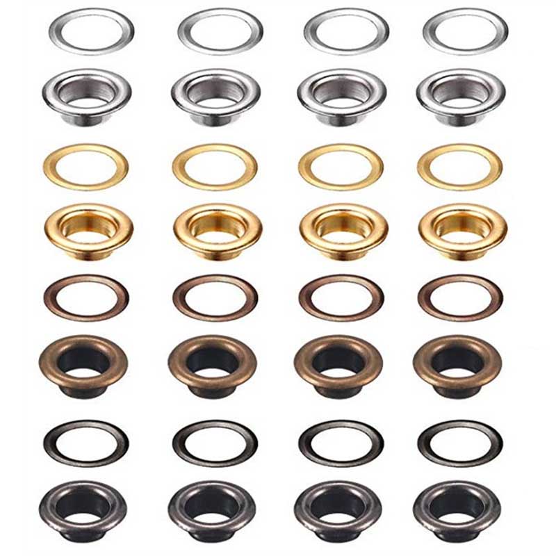 200 st genomföring metall ögla set metall knappar spännen knapphål med brickor för skor läder tyg hantverksverktyg gör-det-själv-kit