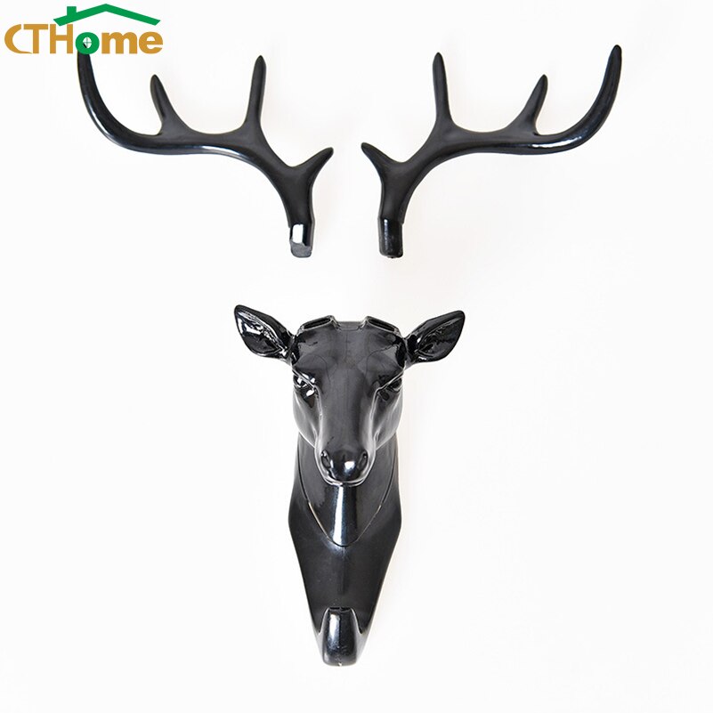Hertenkop wandhaak dier zelfklevende kleding display rekken haak kleerhangers pet kamerdecoratie wand tas sleutelhouder gewei