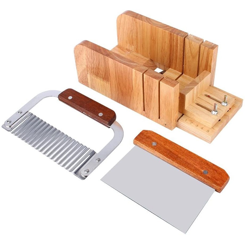 Soap Cutting Tool Set,Adjustable Wooden Soap Mold Handmade Loaf Mold Cutter Soap Making Supplies for Home Kitchen