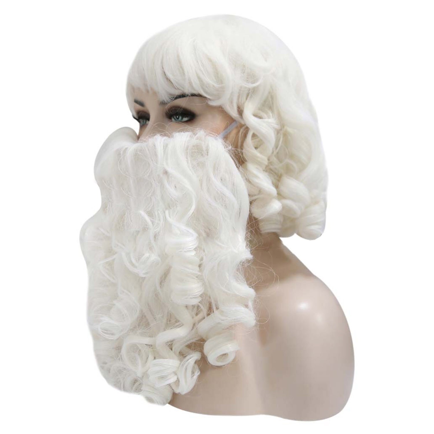 3PCS Christmas Xmas Santa Claus Hat Wig Beard Set for Women Girls Fancy Dress Cosplay Role Play Party Costume Accessories