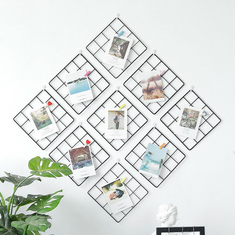 20x20cm Nordic Metal Mesh Grid DIY Wall Photos Postcards Wall Art Display Mesh Organizer Pictures Frame Holder Home Decor