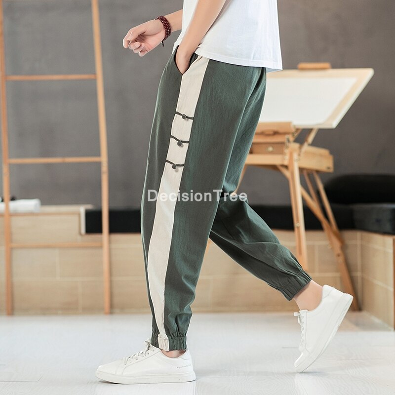 cotton linen kung fu tai wushu pants men chinese style casual jogging pants sweatpants men pants traditional loose trousers: XXXL / color1