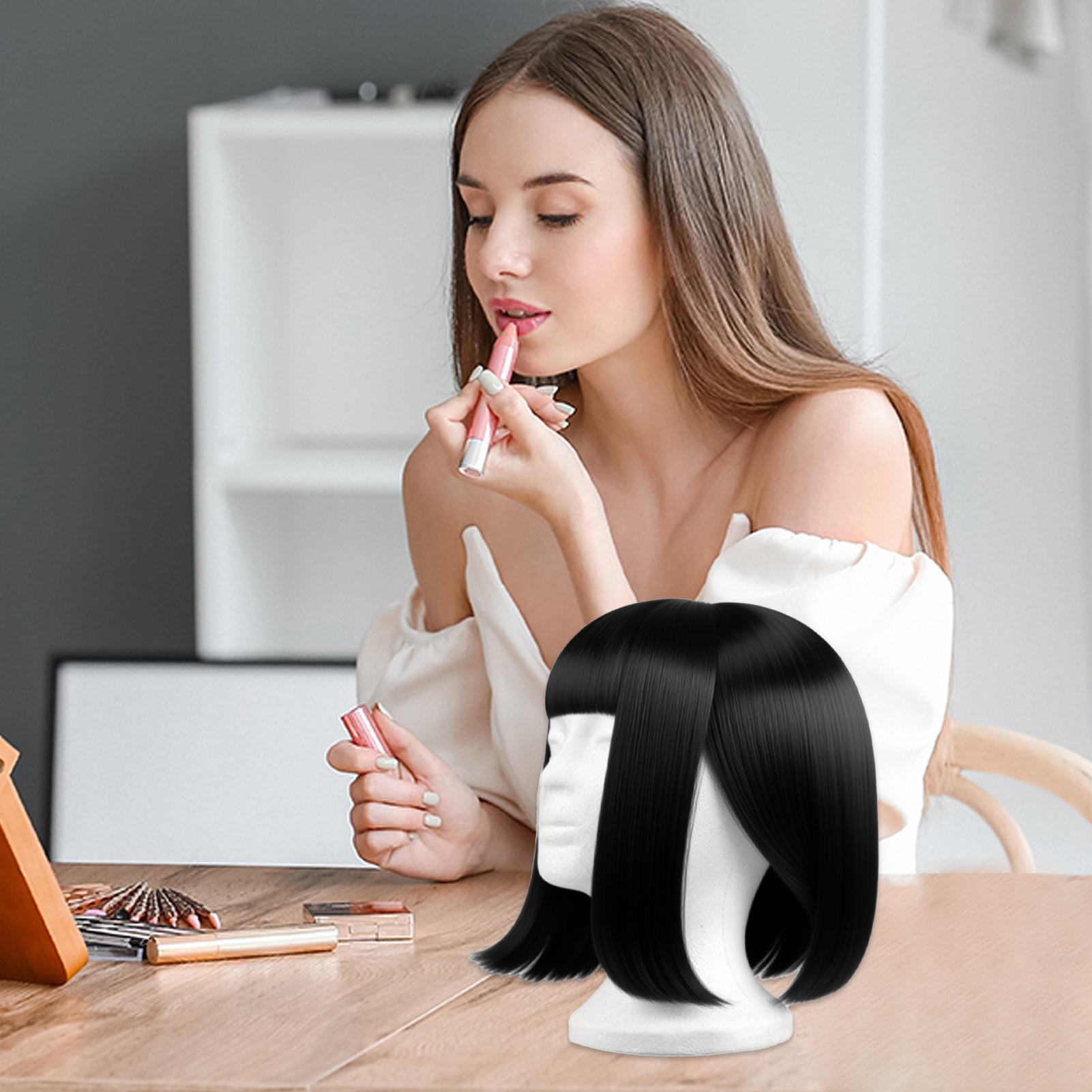 Schuim Mannequin Hoofd Vrouwen Hoofd Mannequin voor Pruiken Styling Schoonheid Levert Display Rack Accessoires voor Reizen Cosmetologie