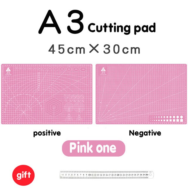 Tabla de cortar A3 de PVC, tapete para Patchwork, herramienta Manual de bricolaje, tabla de grabado de reparación automática de doble cara: Pink / A3 Mat