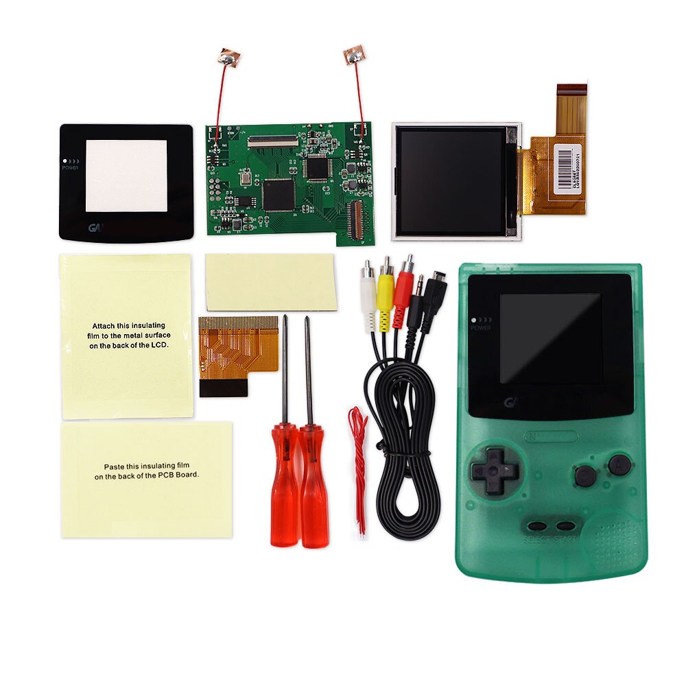 TV Version 2.2 inches GBC LCD High Brightness LCD Screen TV Out for Gameboy COLOR GBC - No Need Shell Cutting: Nightlight green