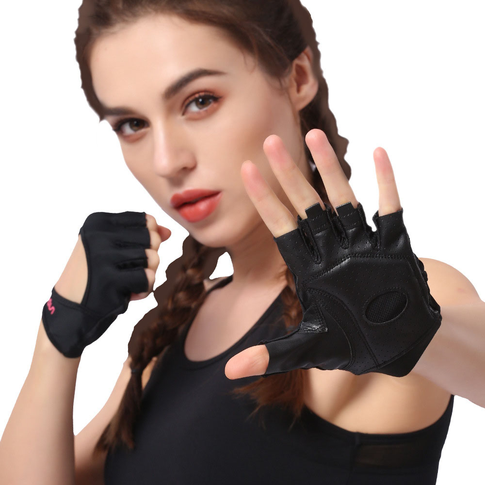 Guantes deportivos para mujer, equipos de medio dedo, Entrenamiento Aéreo de yoga, guantes antideslizantes con sentido de deporte para baile: Black / S / M