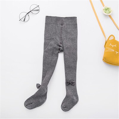 Baby Lente Herfst Winter Panty Baby Peuter Kid Meisje Pailletten Boog Kousen Katoen Warm Panty Solid Candy Kleur Panty: Grijs / 6 To 12Months