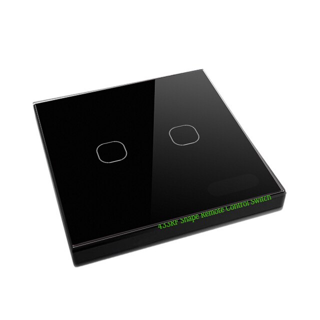 Mobu Smart Home wireless 433Mhz(1527 chip) White Switch shape remote control,touch remote controller: Black 2 Gang