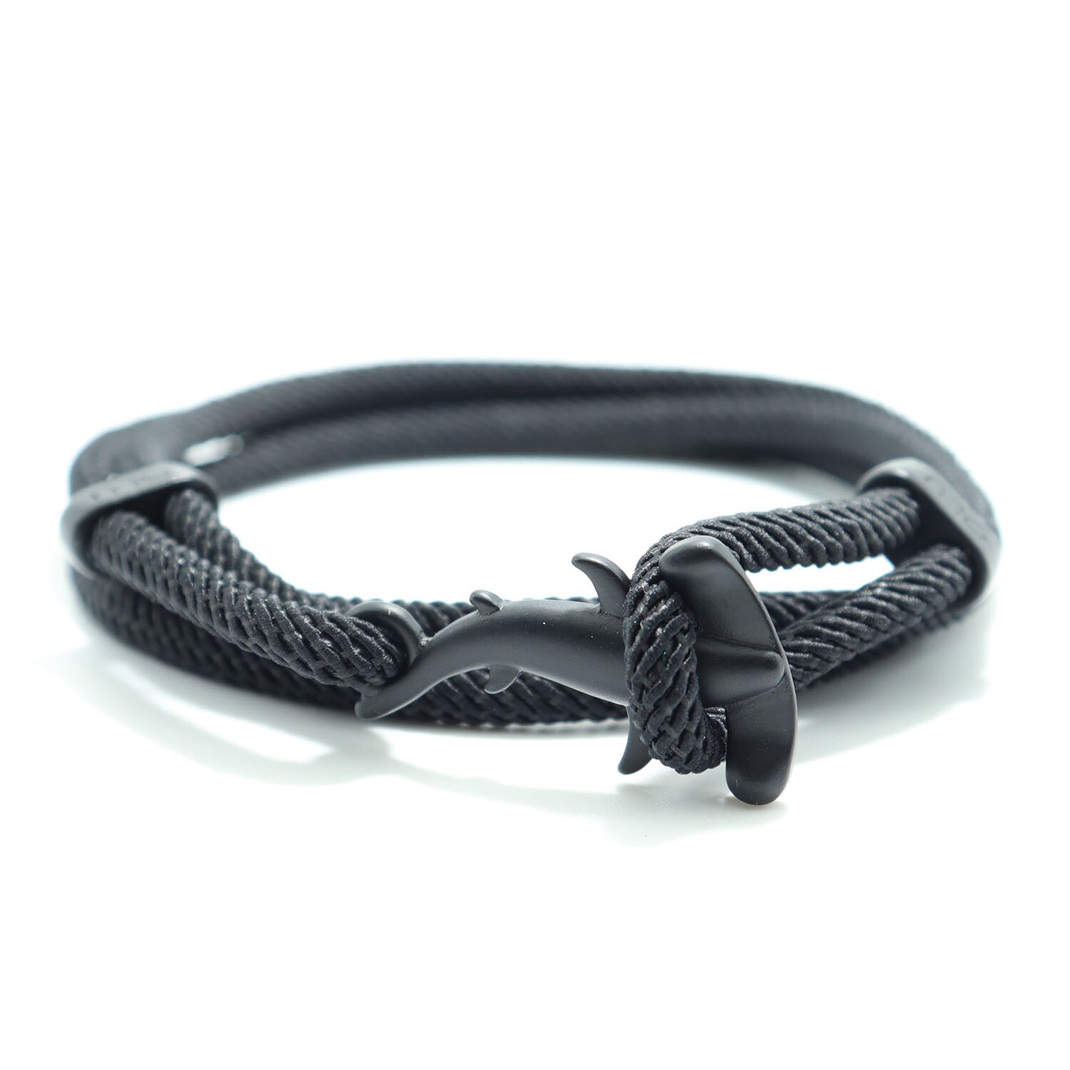 Bobo – Bracelet à cordes multicouches fait à la main pour Homme, bijou gothique, tête de requin, Viking: Black