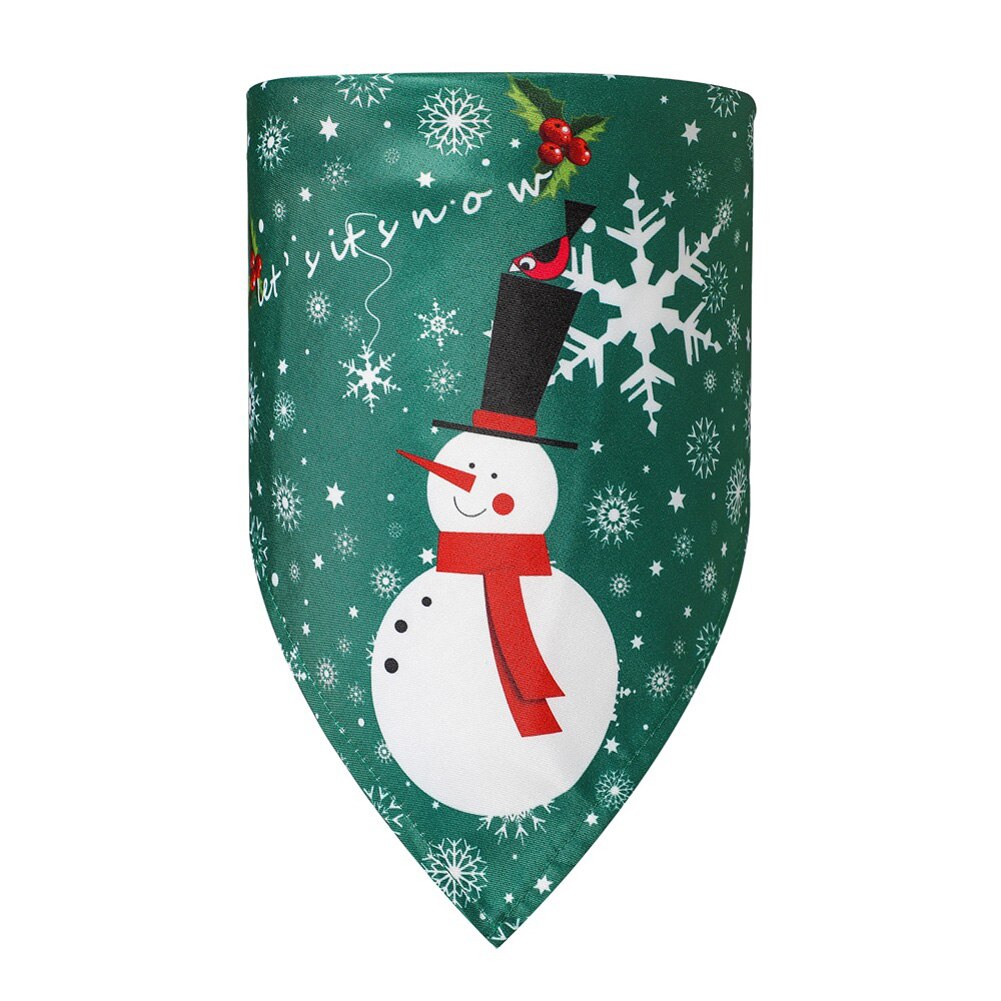 Navidad mascota bufanda Triangular perro Bandana accesorios Baberos para perro gato PR venta: snowman on green