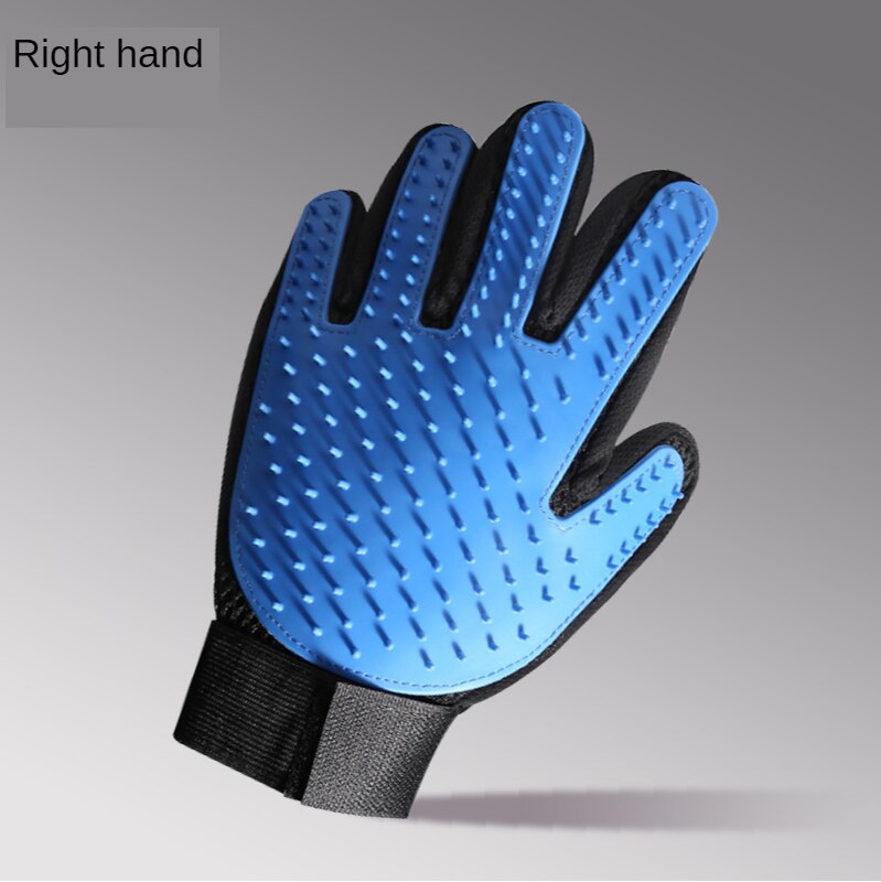 Guante De aseo para mascotas, guantes De eliminación De pelo para gatos, cepillos De eliminación De vello para gatos, peines De Masaje para perros, suministros para mascotas, accesorios para gatos: blue right