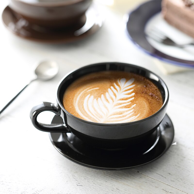 250ML Ceramic Coffee Mug With Saucer Colourful Vintage Coffee Cup Set Cappuccino Cups Mocha Tea Milk Drinking Utensils