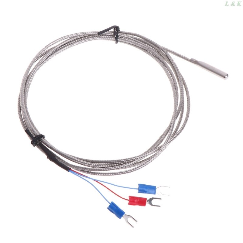 Stainless Steel RTD PT100 Temperature Sensor Thermocouple with 2m 3 Cable Wires