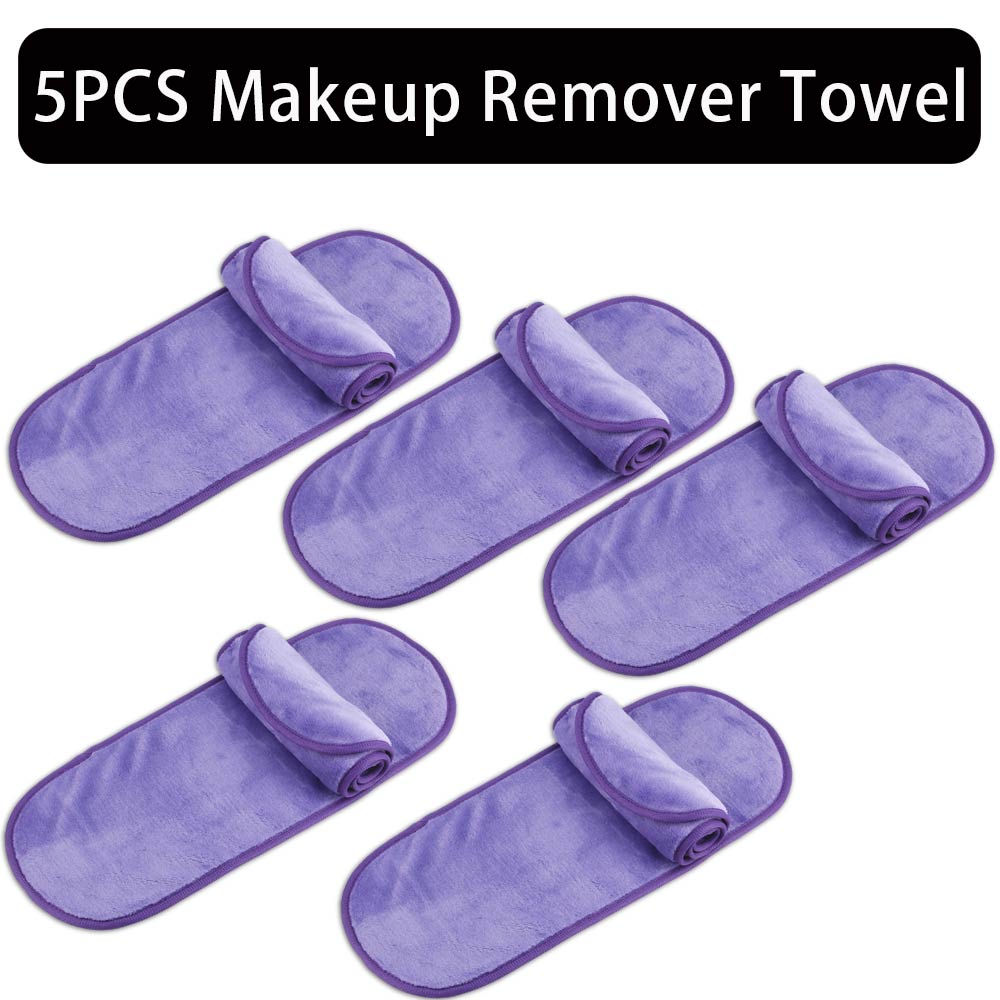 5Stck Mikrofaser machen-hoch Entferner Gesicht Handtuch Mehrweg Machen hoch Tuch Pads Frauen Gesicht Reinigung Handtuch Schönheit Hautpflege Schönheit werkzeuge: 5Stck Violett