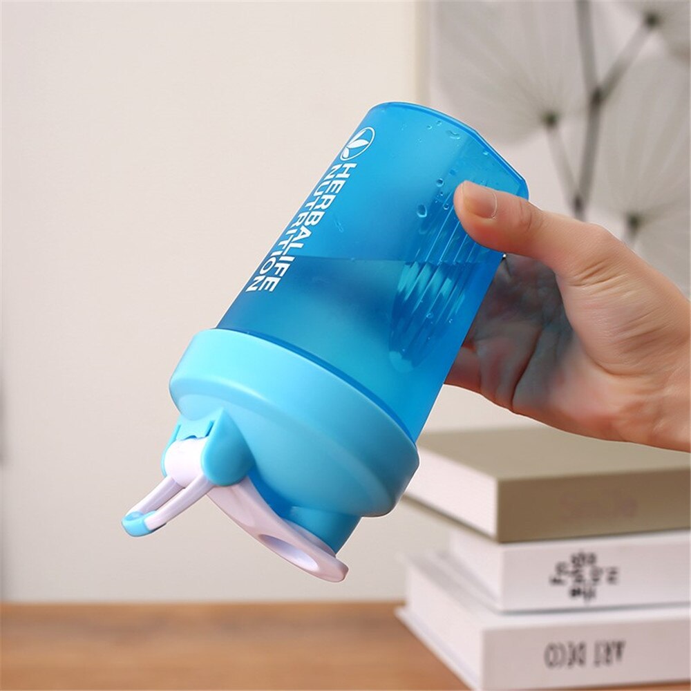Sport shaker flaske 400ml whey protein pulver blandeflaske sport fitness gym shaker utendørs bærbar drikkeflaske i plast