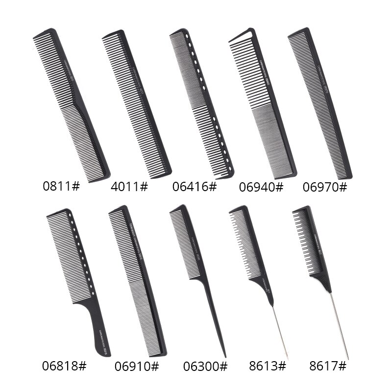 Top Friseur Pinsel Afro Kamm Schwanz Kamm Schwarz Carbon Faser Und Edelstahl Spieß Und Wärme Beständig Teasing Kamm