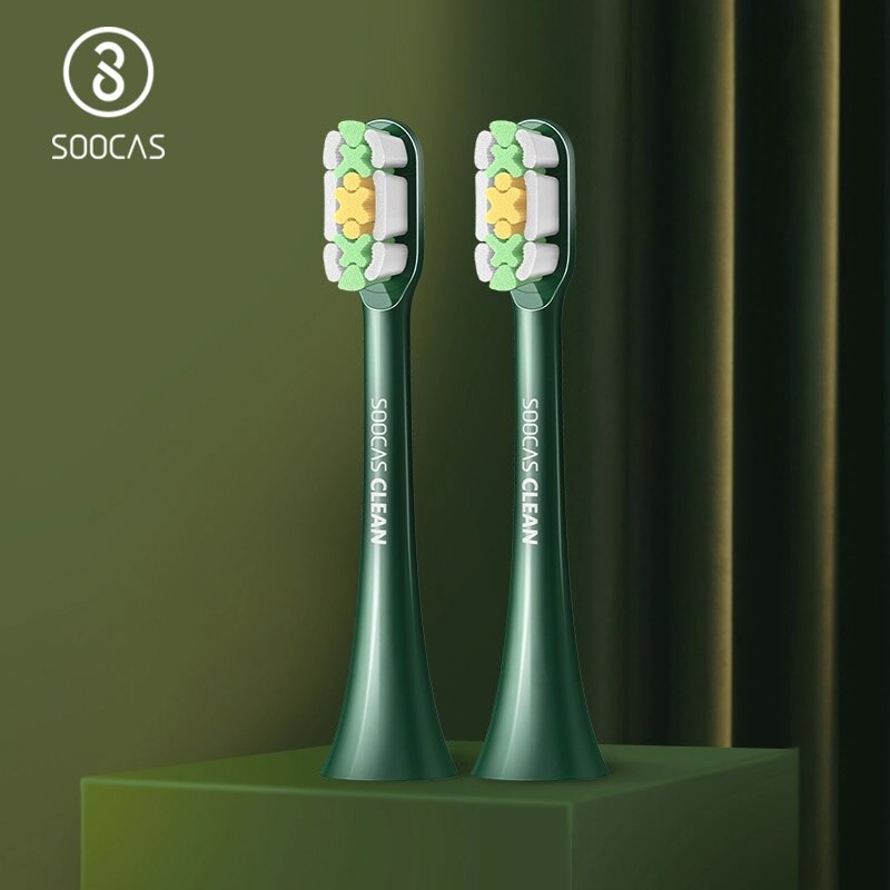 Soocas X3U-Van Gogh Elektrische Vervanging Tandenborstel Koppen Vacuüm Originele Authentieke Vervanging Heads Groen