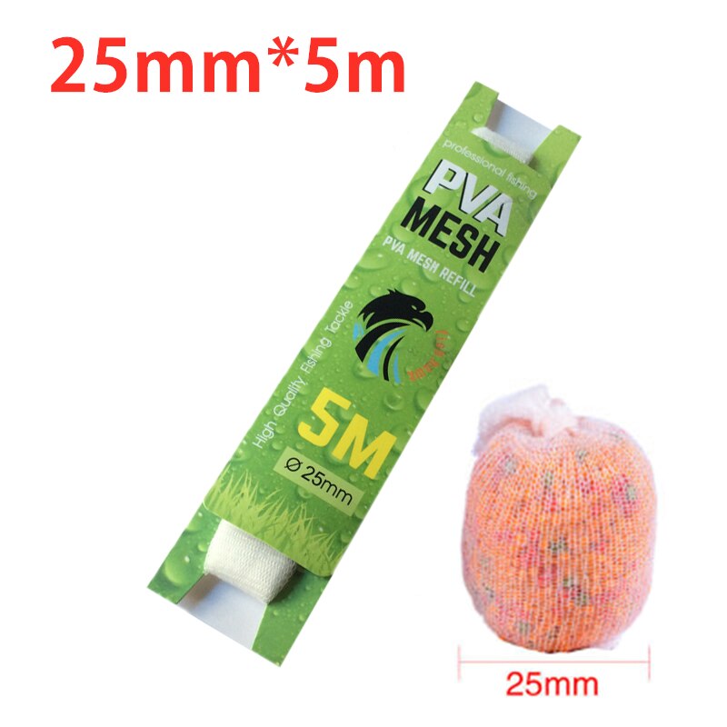 10 Pcs Pva Mesh Oplosbare 5M 25Mm 37Mm Karpervissen Pva Mesh Netto Smalle Vissen Netwerk Refill kous Aas Tas Bescherm Vis Netto