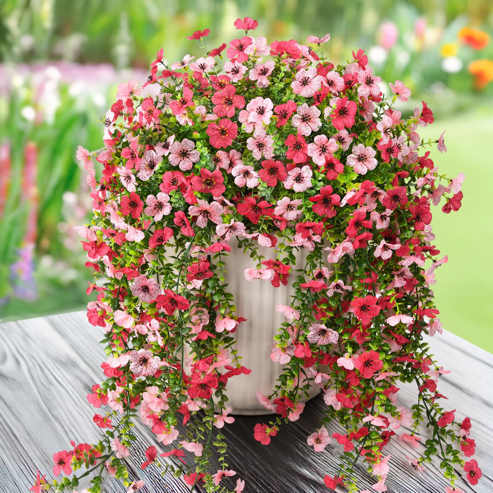 1pc Artificial Hanging Flowers Plants for Outdoor Spring Summer Decoration Faux Silk Daisy UV Resistant Home Yard Decor Flower