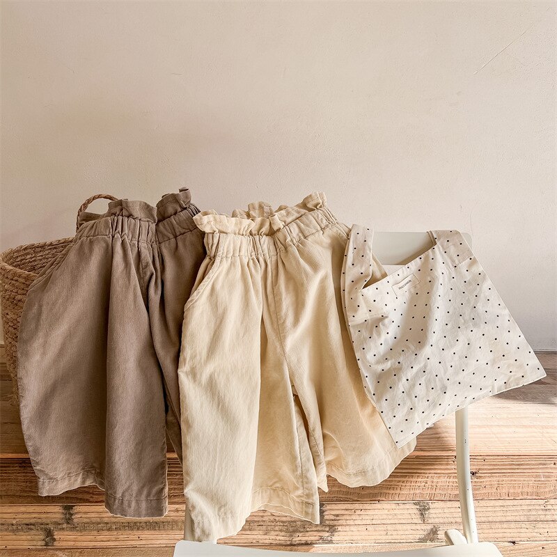 Meisjes Lente Corduroy Wijde Pijpen Broek Kinderen Losse Enkellange Broek 1-6Y