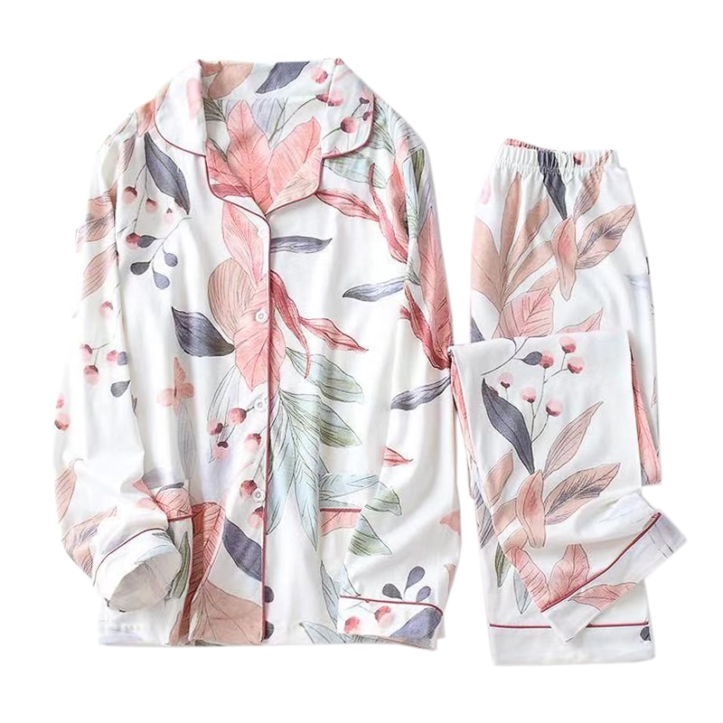 Sweet leaf 100%  bomulds pyjamassæt kvinder nattøj japansk ren bomuld pyjamas kvinder hjemmetøj