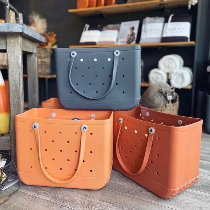 XL extra große Strandtasche aus EVA-Gummi, wasserdicht, für Strand, Reisen, Picknick, Aufbewahrungskorb, Damen-Einkaufshandtasche, Sack Gelee-Einkaufstasche