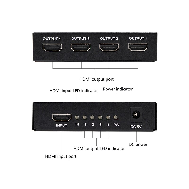 4K HDMI Splitter Full HD 1080p Video HDMI Switch Switcher 1X2 1X4 Dual Display For HDTV DVD PS3 Xbox