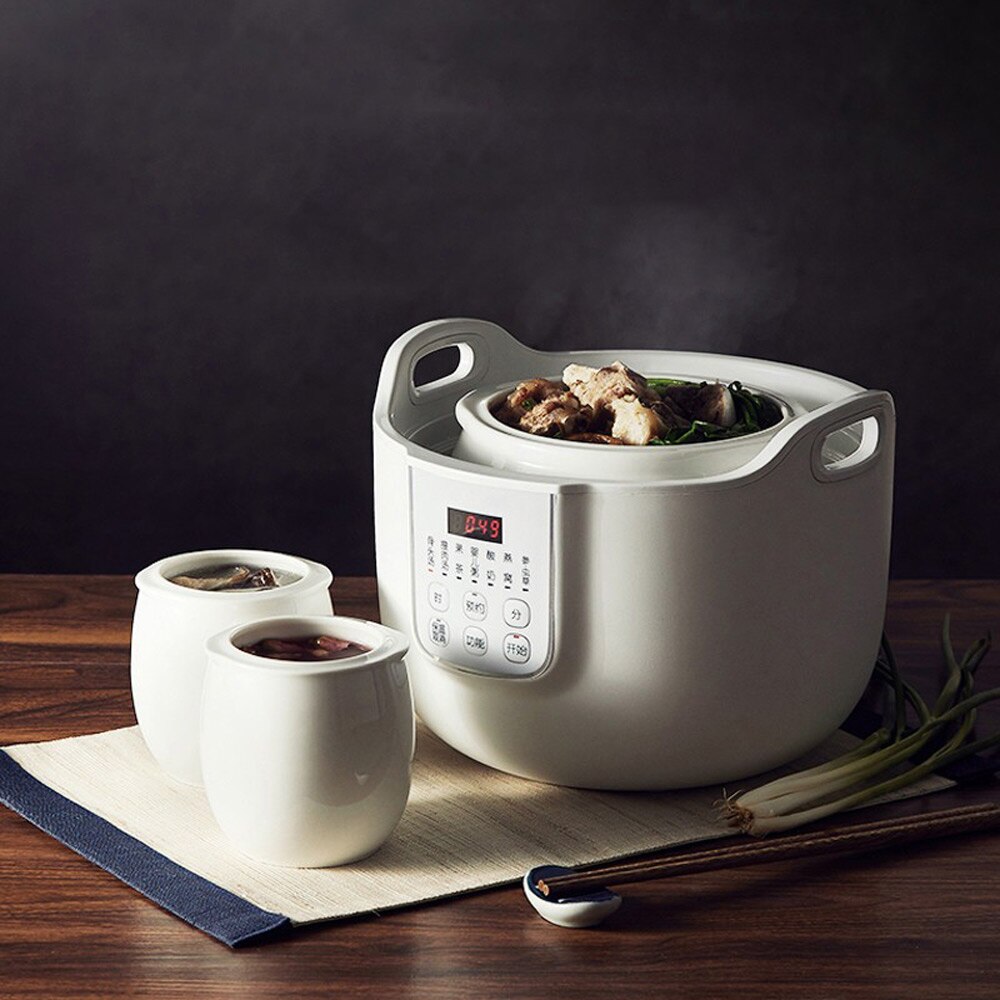 Household Multi Cooker Electric Stew Pot White Porcelain Water-proof Bird&#39;s Nest Stew Pot Cooking Machine