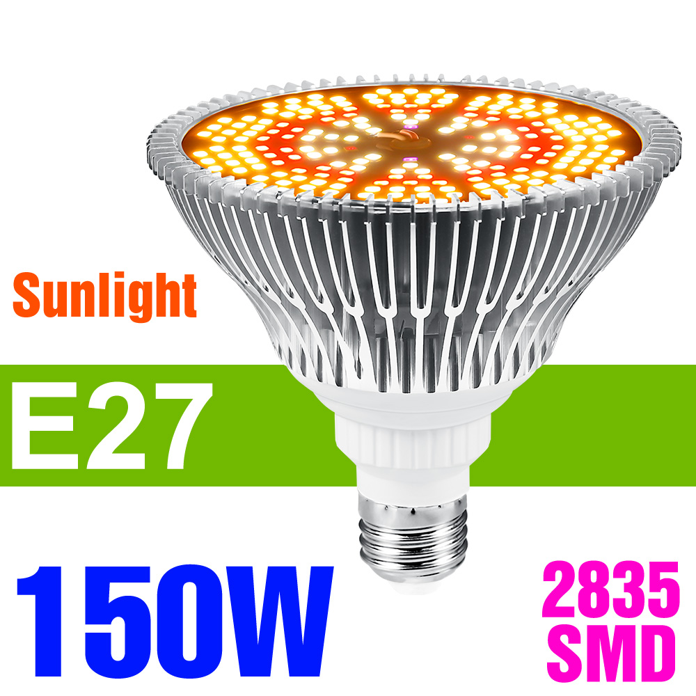 150W E27 LED plante poussent ampoule spectre complet E14 semis de légumes floraison Fruite culture hydroponique lampe de culture: Sunny Jaune