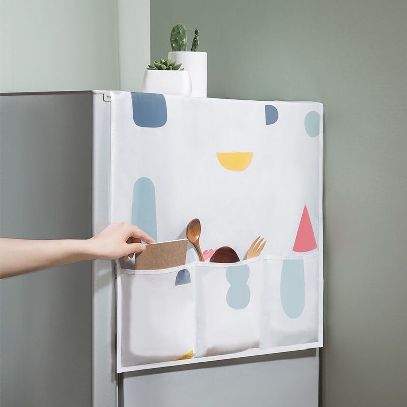 Vandtæt køleskabsdæksel med lommeopbevaringspose vaskemaskine støvtæt opbevaringspose til hængende taske