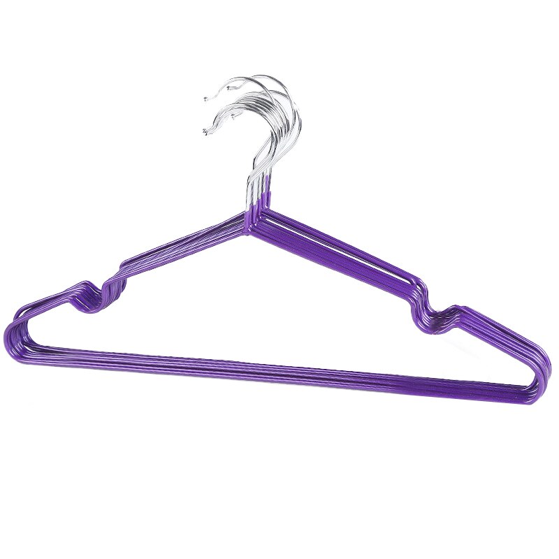 Neues PVC Beschichtet KleiderbüGel Rutschfeste Metall Shirt Hosen Haken KleiderbüGel KleiderbüGel 10 teile/los: Violett