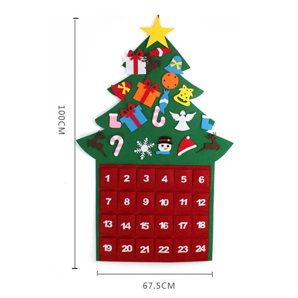 Christmas Calendar Tree Shape Countdown Advent Calendar Christmas Wall Hanging Ornament Party Christmas Decoration Home Decor