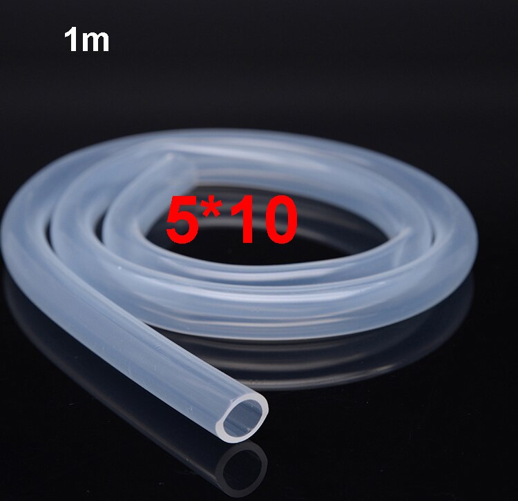 Mangueira resistente de alta temperatura 4/6/8/10/12mm id * od 1m tubo de silicone transparente silicone borracha unscented produto comestível: 5x10
