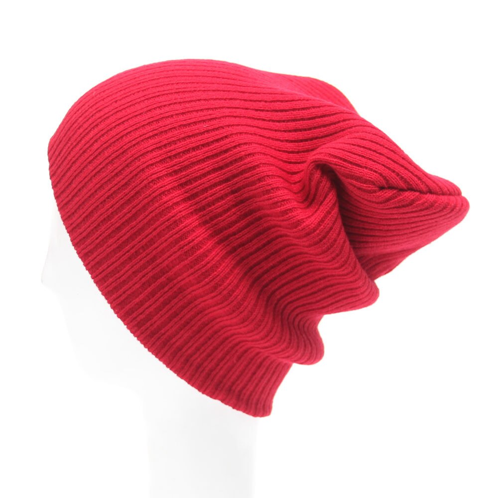 Unisex Baggy Beanies For Men Winter Hat Women's Warm Outdoor Bonnet Skiing Hat Female Soft Hip-Hop Slouchy Knitted Hat For Boys: Red 