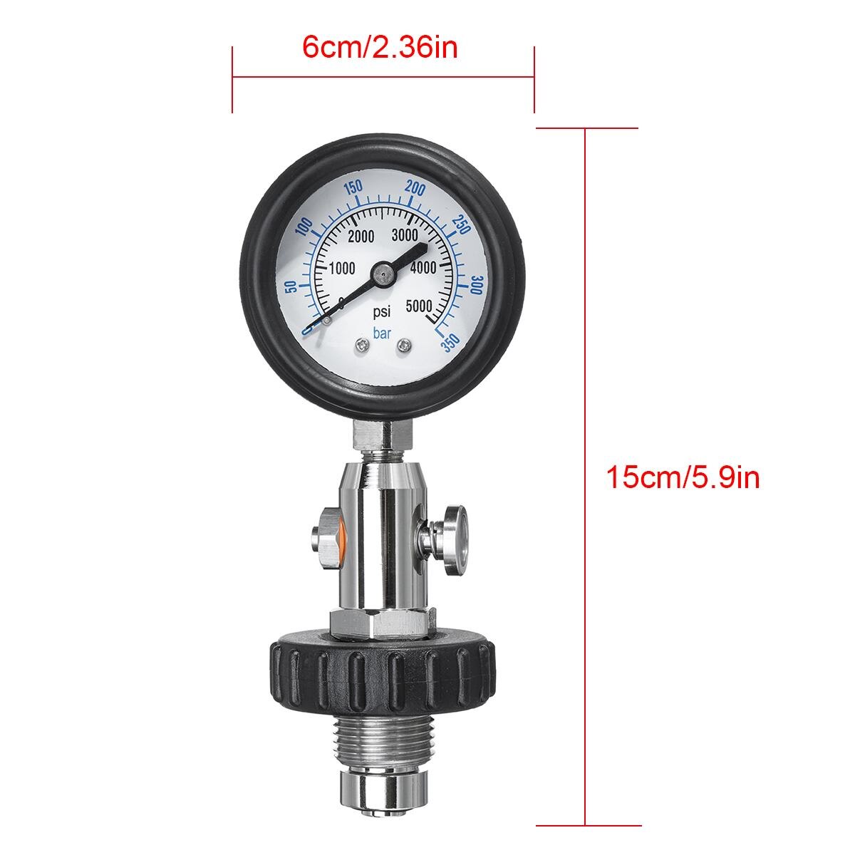 350 Bar DIVE Cylinder Tank CONTENTS Analyser PRESSURE Check Gauge with 5000psi Gauge for DIN Valve Tanks