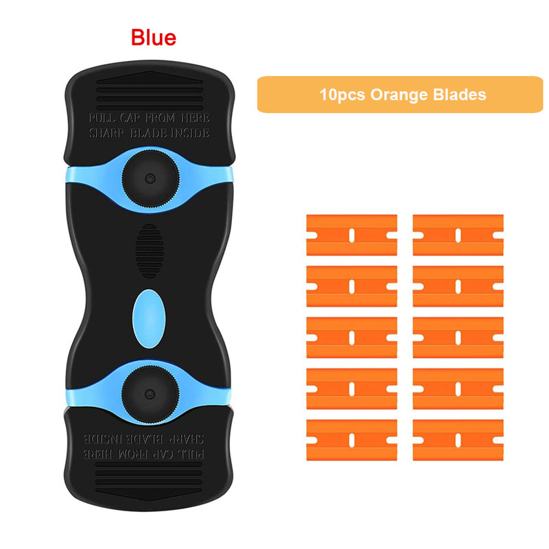 Window Glass Sticker Cleaning Razor Scraper Ceramic Razor Blades Car Tint Oven Vinyl Wrap Glue Squeegee Remover Cleaner Tool: Orange