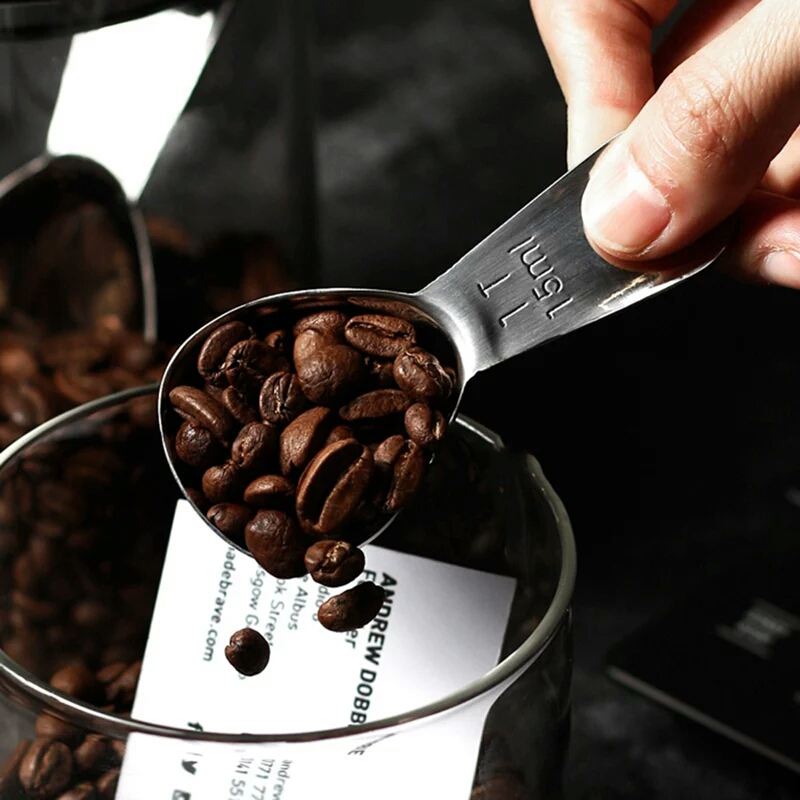 Colheres de café medidoras em aço inoxidável, 2 peças, colheres de café moído, em pó, acessórios de metal