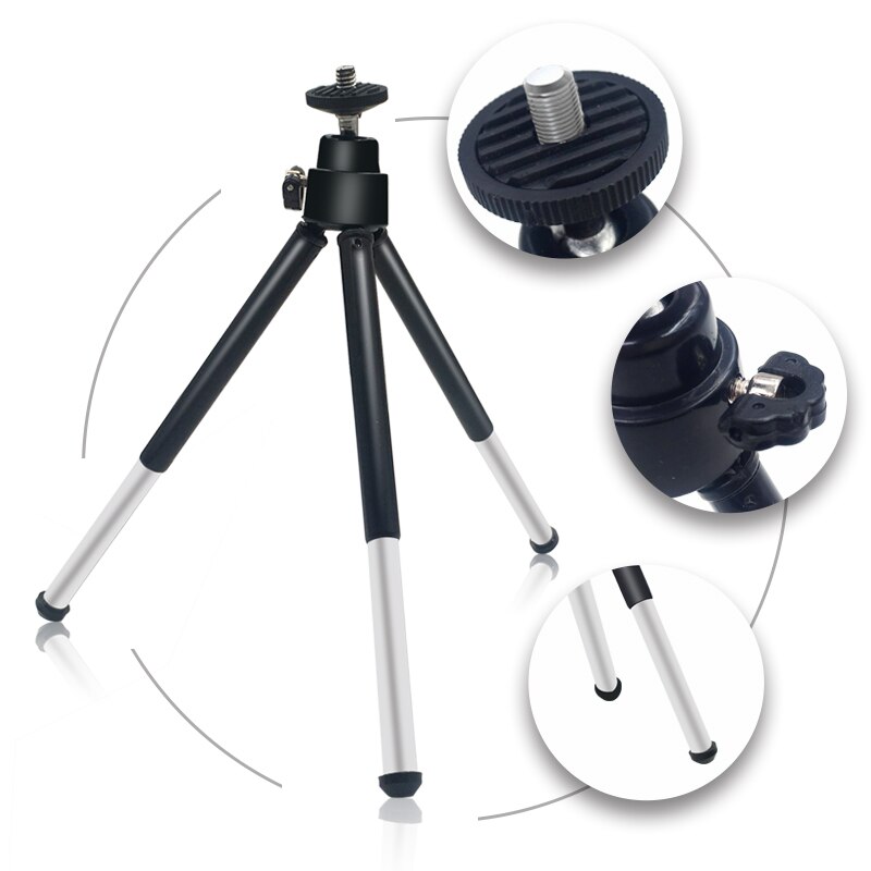 Mini Tripod Aluminium Metal Lichtgewicht Tripod Stand Mount Voor Telefoon Met Telefoon Clip Statief Voor Iphone 6 7 6S 5S Dslr